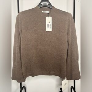 NWT Adoore Lyss Sweater Melange Brown Women's Tan Crew Neck Sweater